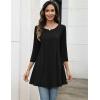 Zeagoo Women Tops 3/4 Sleeve Dressy Casual Plus Size Tunics to Wear with Leggings Swing Flare T-Shirt Loose Blouses(Black)