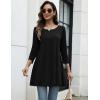 Zeagoo Women Tops 3/4 Sleeve Dressy Casual Plus Size Tunics to Wear with Leggings Swing Flare T-Shirt Loose Blouses(Black)