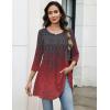 Zeagoo Women Tops 3/4 Sleeve Dressy Casual Plus Size Tunics to Wear with Leggings Swing Flare T-Shirt Loose Blouses(Black Red-mz838)