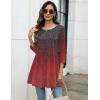 Zeagoo Women Tops 3/4 Sleeve Dressy Casual Plus Size Tunics to Wear with Leggings Swing Flare T-Shirt Loose Blouses(Black Red-mz838)