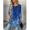 Zeagoo Women Tops 3/4 Sleeve Dressy Casual Plus Size Tunics to Wear with Leggings Swing Flare T-Shirt Loose Blouses(Blue Flower-mz845)