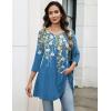 Zeagoo Women Tops 3/4 Sleeve Dressy Casual Plus Size Tunics to Wear with Leggings Swing Flare T-Shirt Loose Blouses(Blue Flower-sf223)
