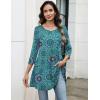 Zeagoo Women Tops 3/4 Sleeve Dressy Casual Plus Size Tunics to Wear with Leggings Swing Flare T-Shirt Loose Blouses(Blue Print-mz858)