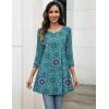 Zeagoo Women Tops 3/4 Sleeve Dressy Casual Plus Size Tunics to Wear with Leggings Swing Flare T-Shirt Loose Blouses(Blue Print-mz858)