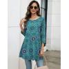 Zeagoo Women Tops 3/4 Sleeve Dressy Casual Plus Size Tunics to Wear with Leggings Swing Flare T-Shirt Loose Blouses(Blue Print-mz858)