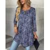 Zeagoo Women Tops 3/4 Sleeve Dressy Casual Plus Size Tunics to Wear with Leggings Swing Flare T-Shirt Loose Blouses(Bohemia-mz473)