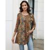 Zeagoo Women Tops 3/4 Sleeve Dressy Casual Plus Size Tunics to Wear with Leggings Swing Flare T-Shirt Loose Blouses(Bohemia-mz721)