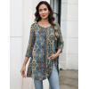Zeagoo Women Tops 3/4 Sleeve Dressy Casual Plus Size Tunics to Wear with Leggings Swing Flare T-Shirt Loose Blouses(Bohemia-mz779)