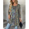 Zeagoo Women Tops 3/4 Sleeve Dressy Casual Plus Size Tunics to Wear with Leggings Swing Flare T-Shirt Loose Blouses(Bohemia-mz779)