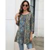 Zeagoo Women Tops 3/4 Sleeve Dressy Casual Plus Size Tunics to Wear with Leggings Swing Flare T-Shirt Loose Blouses(Bohemia-mz779)