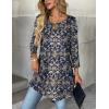 Zeagoo Women Tops 3/4 Sleeve Dressy Casual Plus Size Tunics to Wear with Leggings Swing Flare T-Shirt Loose Blouses(Bohemia-mz869)