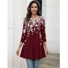 Zeagoo Women Tops 3/4 Sleeve Dressy Casual Plus Size Tunics to Wear with Leggings Swing Flare T-Shirt Loose Blouses(Burgundy Flower-sf186)