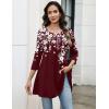 Zeagoo Women Tops 3/4 Sleeve Dressy Casual Plus Size Tunics to Wear with Leggings Swing Flare T-Shirt Loose Blouses(Burgundy Flower-sf186)