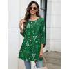 Zeagoo Women Tops 3/4 Sleeve Dressy Casual Plus Size Tunics to Wear with Leggings Swing Flare T-Shirt Loose Blouses(Green Christmas-sd477)