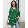 Zeagoo Women Tops 3/4 Sleeve Dressy Casual Plus Size Tunics to Wear with Leggings Swing Flare T-Shirt Loose Blouses(Green Christmas-sd477)
