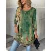 Zeagoo Women Tops 3/4 Sleeve Dressy Casual Plus Size Tunics to Wear with Leggings Swing Flare T-Shirt Loose Blouses(Green Flower-mz839)