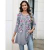 Zeagoo Women Tops 3/4 Sleeve Dressy Casual Plus Size Tunics to Wear with Leggings Swing Flare T-Shirt Loose Blouses(Grey Flower-hf36)