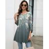 Zeagoo Women Tops 3/4 Sleeve Dressy Casual Plus Size Tunics to Wear with Leggings Swing Flare T-Shirt Loose Blouses(Grey Flower-wf71)
