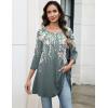 Zeagoo Women Tops 3/4 Sleeve Dressy Casual Plus Size Tunics to Wear with Leggings Swing Flare T-Shirt Loose Blouses(Grey Flower-wf71)