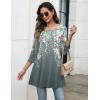 Zeagoo Women Tops 3/4 Sleeve Dressy Casual Plus Size Tunics to Wear with Leggings Swing Flare T-Shirt Loose Blouses(Grey Flower-wf71)