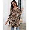 Zeagoo Women Tops 3/4 Sleeve Dressy Casual Plus Size Tunics to Wear with Leggings Swing Flare T-Shirt Loose Blouses(Leopard Print-pa222)