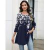 Zeagoo Women Tops 3/4 Sleeve Dressy Casual Plus Size Tunics to Wear with Leggings Swing Flare T-Shirt Loose Blouses(Navy Blue Flowers-sf103)