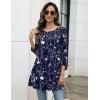 Zeagoo Women Tops 3/4 Sleeve Dressy Casual Plus Size Tunics to Wear with Leggings Swing Flare T-Shirt Loose Blouses(Navy Flower-sf180)