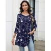 Zeagoo Women Tops 3/4 Sleeve Dressy Casual Plus Size Tunics to Wear with Leggings Swing Flare T-Shirt Loose Blouses(Navy Flower-sf180)