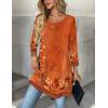 Zeagoo Women Tops 3/4 Sleeve Dressy Casual Plus Size Tunics to Wear with Leggings Swing Flare T-Shirt Loose Blouses(Orange Flower-mz867)