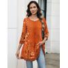 Zeagoo Women Tops 3/4 Sleeve Dressy Casual Plus Size Tunics to Wear with Leggings Swing Flare T-Shirt Loose Blouses(Orange Flower-mz867)