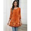 Zeagoo Women Tops 3/4 Sleeve Dressy Casual Plus Size Tunics to Wear with Leggings Swing Flare T-Shirt Loose Blouses(Orange Flower-mz867)