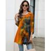 Zeagoo Women Tops 3/4 Sleeve Dressy Casual Plus Size Tunics to Wear with Leggings Swing Flare T-Shirt Loose Blouses(Orange Print-cx272)
