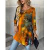 Zeagoo Women Tops 3/4 Sleeve Dressy Casual Plus Size Tunics to Wear with Leggings Swing Flare T-Shirt Loose Blouses(Orange Print-cx272)