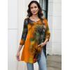 Zeagoo Women Tops 3/4 Sleeve Dressy Casual Plus Size Tunics to Wear with Leggings Swing Flare T-Shirt Loose Blouses(Orange Print-cx272)
