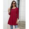 Zeagoo Women Tops 3/4 Sleeve Dressy Casual Plus Size Tunics to Wear with Leggings Swing Flare T-Shirt Loose Blouses(Red)
