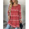 Zeagoo Women Tops 3/4 Sleeve Dressy Casual Plus Size Tunics to Wear with Leggings Swing Flare T-Shirt Loose Blouses(Red Christmas-sd142)
