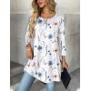Zeagoo Women Tops 3/4 Sleeve Dressy Casual Plus Size Tunics to Wear with Leggings Swing Flare T-Shirt Loose Blouses(White Flowers-bf290)