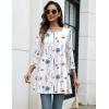 Zeagoo Women Tops 3/4 Sleeve Dressy Casual Plus Size Tunics to Wear with Leggings Swing Flare T-Shirt Loose Blouses(White Flowers-bf290)
