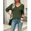Zeagoo Womens 2026 Fall Sweaters Casual Long Sleeve Ribbed Knit Pullover V Neck Lightweight Crochet Pullover Sweater Top(Army Green)