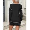 Zeagoo Womens 2026 Fall Sweaters Casual Long Sleeve Ribbed Knit Pullover V Neck Lightweight Crochet Pullover Sweater Top(Black B1)