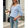 Zeagoo Womens 2026 Fall Sweaters Casual Long Sleeve Ribbed Knit Pullover V Neck Lightweight Crochet Pullover Sweater Top(Blue)
