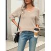 Zeagoo Womens 2026 Fall Sweaters Casual Long Sleeve Ribbed Knit Pullover V Neck Lightweight Crochet Pullover Sweater Top(Brown)