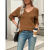 Zeagoo Womens 2026 Fall Sweaters Casual Long Sleeve Ribbed Knit Pullover V Neck Lightweight Crochet Pullover Sweater Top(Coffee)