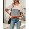 Zeagoo Womens 2026 Fall Sweaters Casual Long Sleeve Ribbed Knit Pullover V Neck Lightweight Crochet Pullover Sweater Top(Colorblock 278)