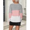 Zeagoo Womens 2026 Fall Sweaters Casual Long Sleeve Ribbed Knit Pullover V Neck Lightweight Crochet Pullover Sweater Top(Colorblock 457)