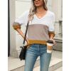 Zeagoo Womens 2026 Fall Sweaters Casual Long Sleeve Ribbed Knit Pullover V Neck Lightweight Crochet Pullover Sweater Top(Colorblock 561)