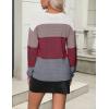 Zeagoo Womens 2026 Fall Sweaters Casual Long Sleeve Ribbed Knit Pullover V Neck Lightweight Crochet Pullover Sweater Top(Colorblock 562)