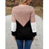 Zeagoo Womens 2026 Fall Sweaters Casual Long Sleeve Ribbed Knit Pullover V Neck Lightweight Crochet Pullover Sweater Top(Colorblock Jh550)