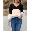 Zeagoo Womens 2026 Fall Sweaters Casual Long Sleeve Ribbed Knit Pullover V Neck Lightweight Crochet Pullover Sweater Top(Colorblock Jh558)