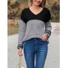 Zeagoo Womens 2026 Fall Sweaters Casual Long Sleeve Ribbed Knit Pullover V Neck Lightweight Crochet Pullover Sweater Top(Colorblock Tz172)